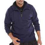 Quarter Zip Polycotton Sweatshirt Black XXXXL