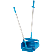 Vikan Dustpan set, closable with broom, 350 mm, Medium blue