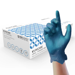 Unicare Blue Powder free Vinyl Gloves