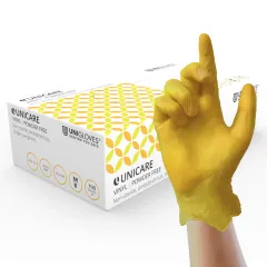 Unicare Yellow Vinyl Powder Free Gloves