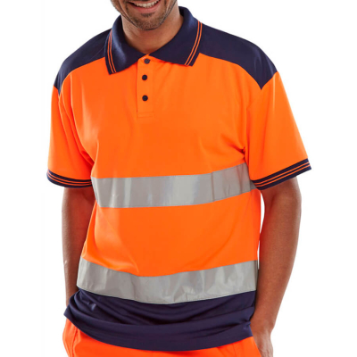 Two Tone Polo Shirt Orange and Navy XL