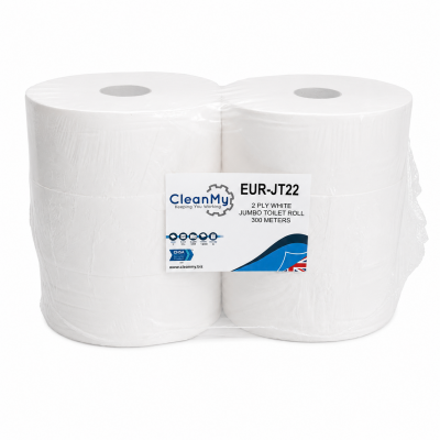Pro Range 2 Ply White Jumbo Toilet Roll 86mm x 300m Core 60mm