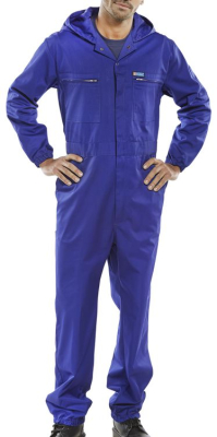 Polycotton Boilersuit Hooded Royal Blue
