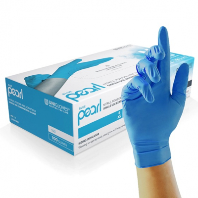 Unicare Blue Pearl Nitrile Powder Free Gloves Medium Case 1000